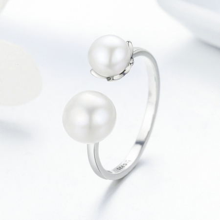 Inel reglabil din Argint Duo Pearl [2]