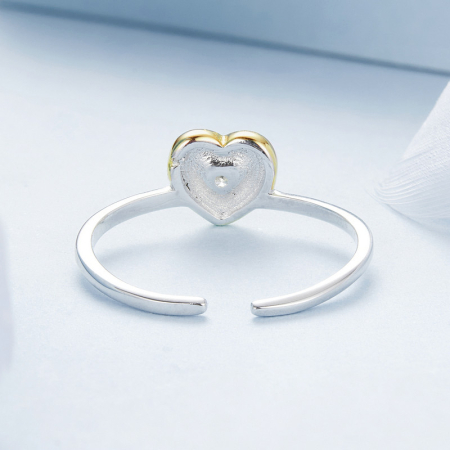 Inel reglabil din Argint Golden Heart [4]