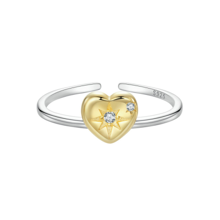 INELE - Inel reglabil din Argint Golden Heart