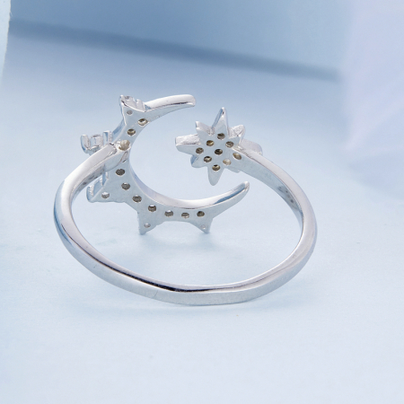 Inel reglabil din Argint Moon & Star [4]