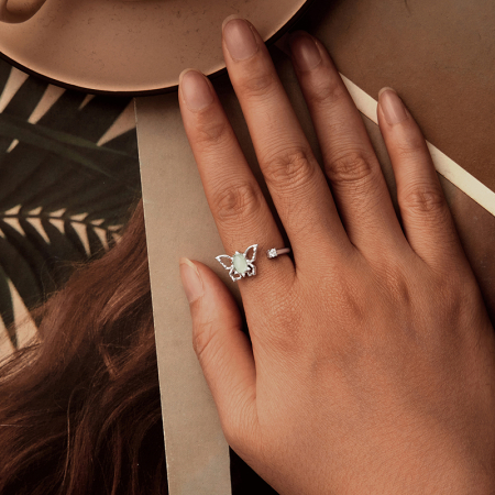 Inel reglabil din Argint Opal Butterfly [2]