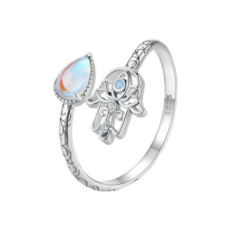 INELE - Inel reglabil din Argint Opal Hamsa