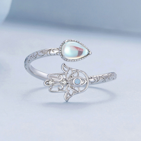 Inel reglabil din Argint Opal Hamsa [3]