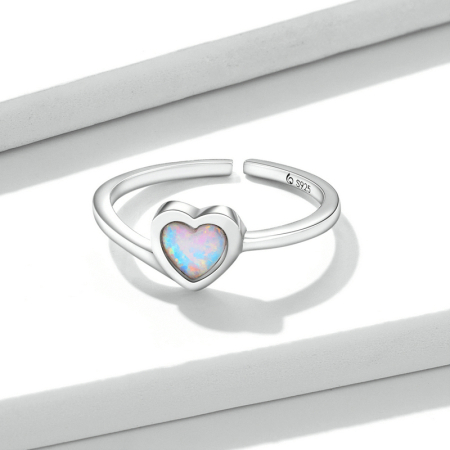 Inel reglabil din Argint Opal Heart [3]