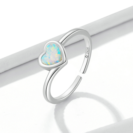 Inel reglabil din Argint Opal Heart [2]