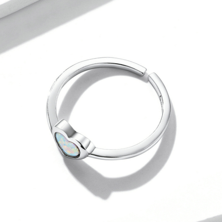Inel reglabil din Argint Opal Heart [4]