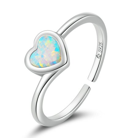 INELE - Inel reglabil din Argint Opal Heart