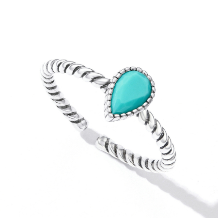 Inel reglabil din Argint Turquoise Drop [4]