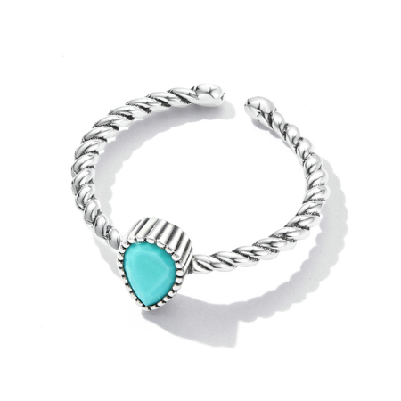 Inel reglabil din Argint Turquoise Drop [5]