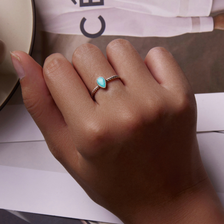 Inel reglabil din Argint Turquoise Drop [6]