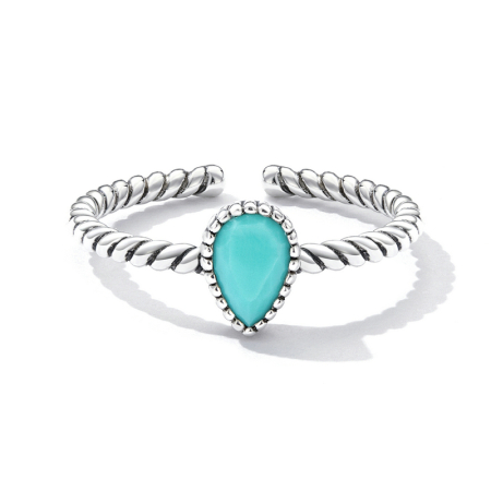 Inel reglabil din Argint Turquoise Drop [3]