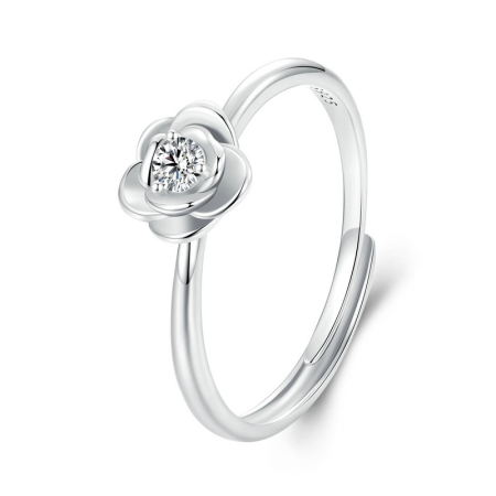 Colecția Moissanite ARGINT - Inel reglabil Moissanite Argint Flower
