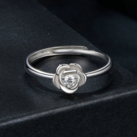 Inel reglabil Moissanite Argint Flower [3]
