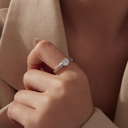 Inel reglabil Moissanite Argint Twist [7]