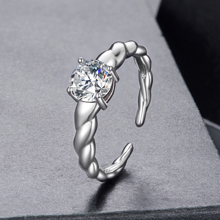 Inel reglabil Moissanite Argint Twist [2]