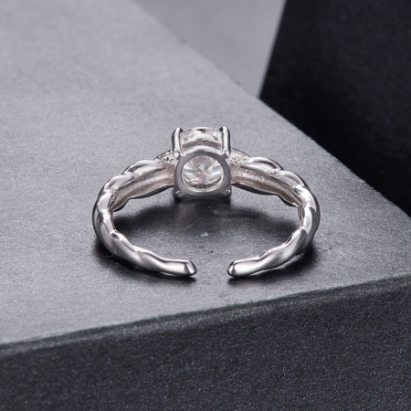 Inel reglabil Moissanite Argint Twist [4]