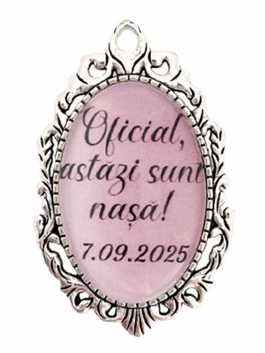 Brosa personalizata nunta "Oficial astazi sunt nasa" [1]