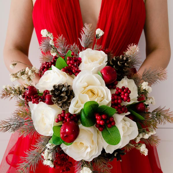 Buchet de iarna cu trandafiri ivoar mediu [1]