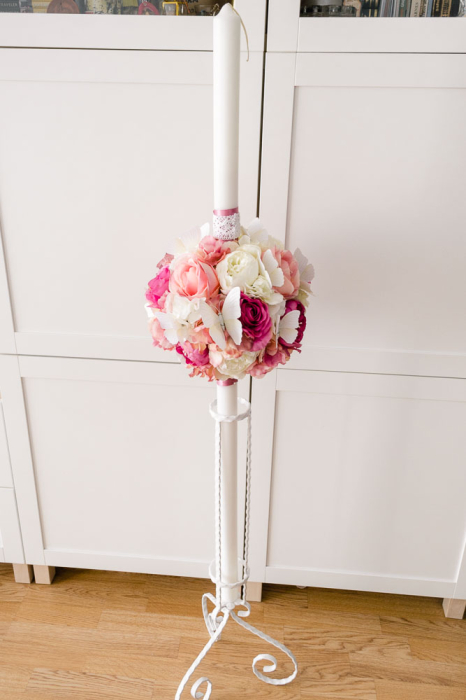 Lumanari decorate cu flori pastel din hartie si textil [2]