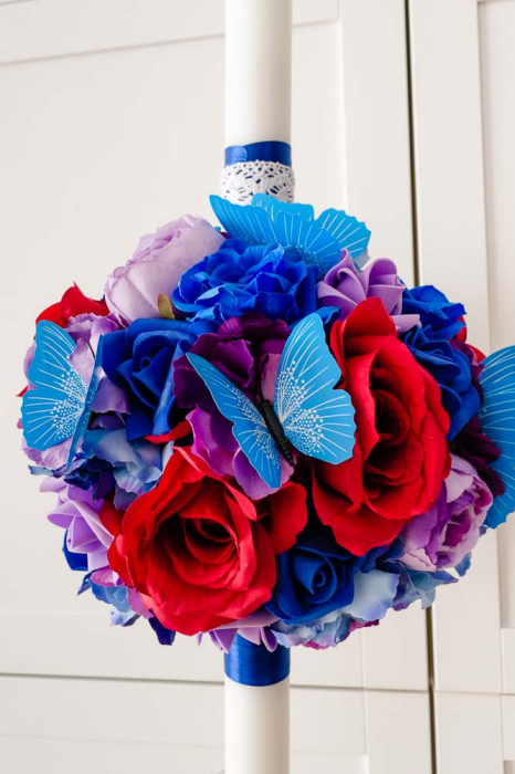 Lumanari decorate cu flori si fluturi albastri [4]