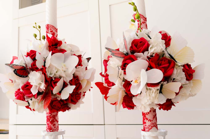 Lumanari decorate cu orhidee si fluturi [6]