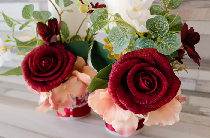 Lumanari decorate cu trandafiri din hartie [5]