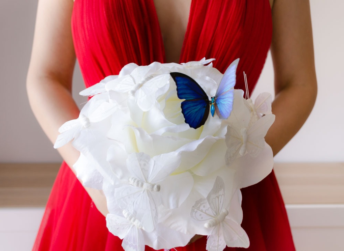 Trandafir gigant alb cu fluturi [2]