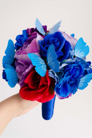 Buchet cu fluturi albastri si flori multicolore [3]