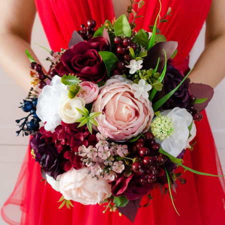 Buchet de toamna cu trandafiri albi si grena [0]