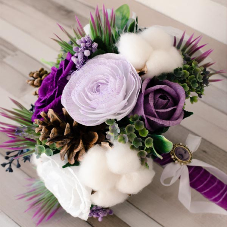 Hartie - Buchet salbatic cu alb si mov