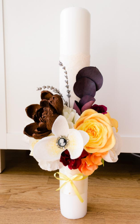 Lumanari decorate cu flori din hartie galbene [2]