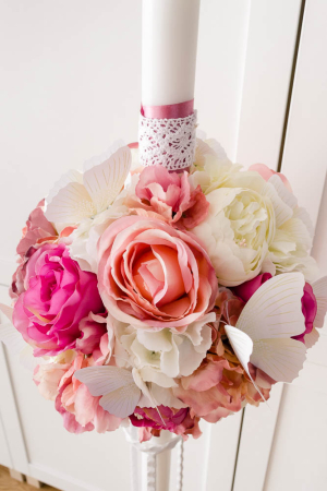 Lumanari decorate cu flori pastel din hartie si textil [2]