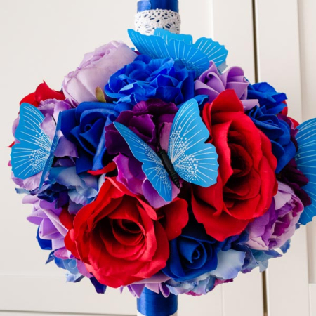 Lumanari decorate cu flori si fluturi albastri [0]