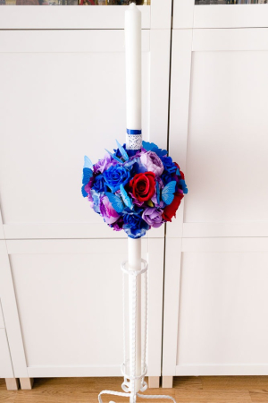 Lumanari decorate cu flori si fluturi albastri [1]