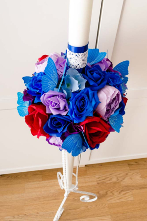 Lumanari decorate cu flori si fluturi albastri [2]