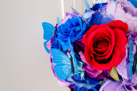 Lumanari decorate cu flori si fluturi albastri [4]