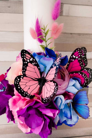 Lumanari decorate cu flori si fluturi multicolori [2]