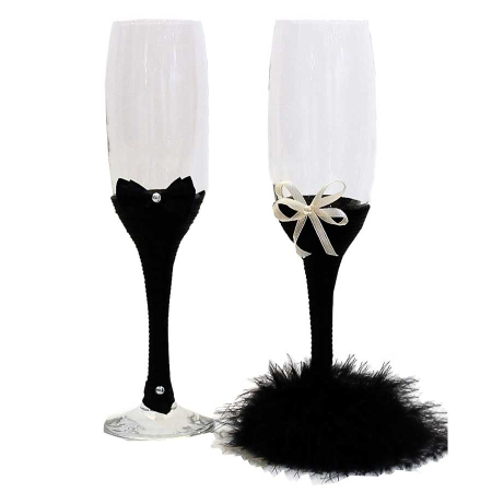 Pahare - Set 2 pahare miri cu pene negre