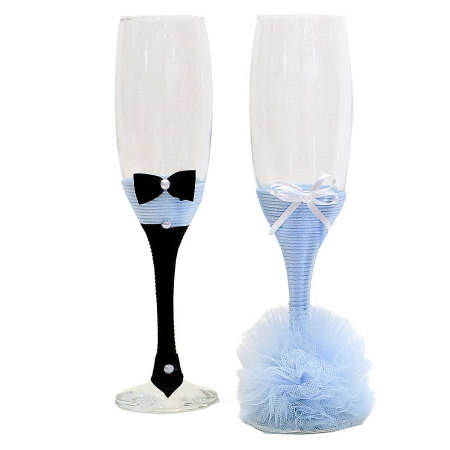 Pahare - Set 2 pahare miri cu tiul bleu