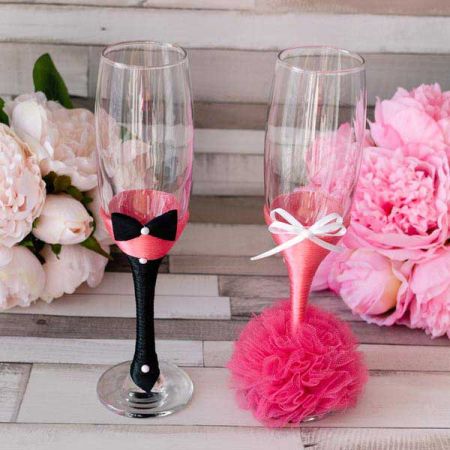 Pahare - Set 2 pahare miri cu tiul fucsia