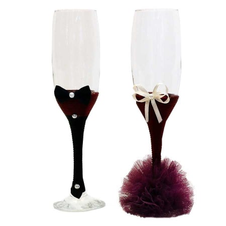 Pahare - Set 2 pahare miri cu tiul grena