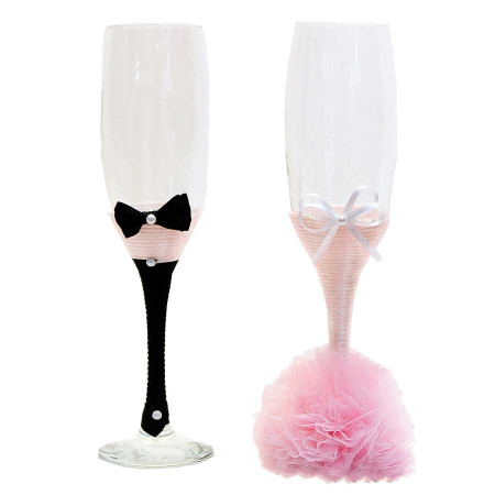 Pahare - Set 2 pahare miri cu tiul roz pastel