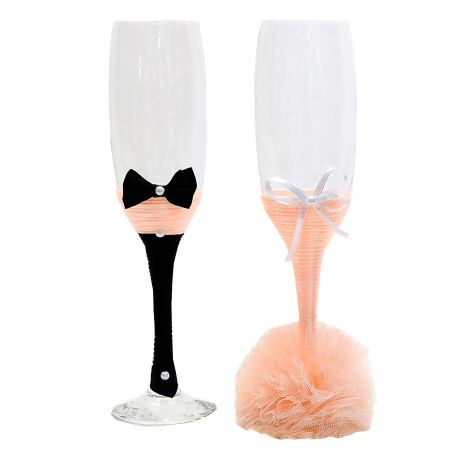 Pahare - Set 2 pahare miri cu tiul somon