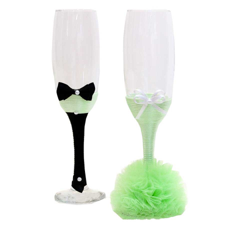 Pahare - Set 2 pahare miri cu tiul verde