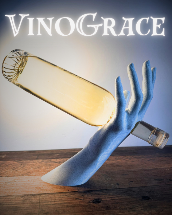 Suport sticlă VinoGrace – suport decorativ tip mână, efect echilibru [1]