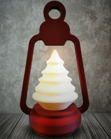 Lămpi și Accente de Lumină – Povești care strălucesc - Lampa de Crăciun cu brăduț luminat - compatibil cu lumânare LED tea-light (inclusă în pachet)