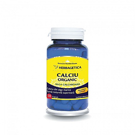 Alge Marine și Ciuperci Medicinale - HERBAGETICA CALCIU ORGANIC ALGA CALCAROASA 30cps