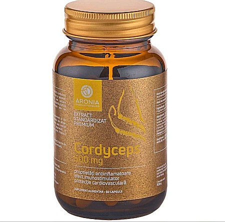 Ciuperci Medicinale - Aronia Cordyceps 500mg-  60 de capsule din ciuperca medicinală Cordyceps