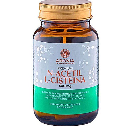 Sănătate sexuală și fertilitate - Aronia Premium N-acetil L-cisteină- NAC- 600g- 60 capsule cu un aminoacid esențial pentru plămâni, ficat, creier și fertilitate