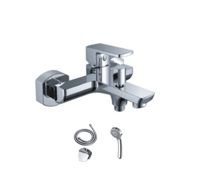 Baterie dus GEHLER QUADRAT cu accesorii (para de dus mobila, furtun flexibil, agatatoare de dus) [1]
